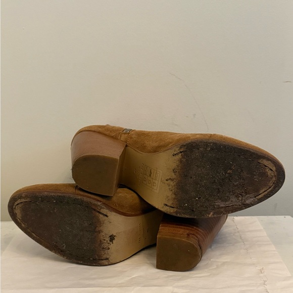 Rag & Bone Margot Tan Suede Side Zip Stacked Heel Ankle Boots Size 10 - Picture 11 of 13